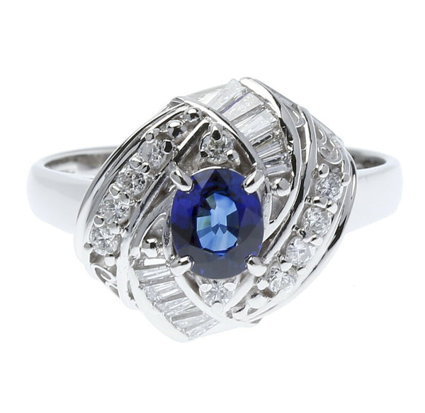 Pt900 プラチナ サファイア0.54ct ダイヤ0.335ct リング 指輪 レディース 13.5号 中古