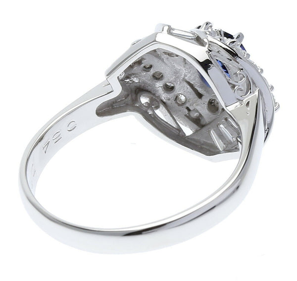 Pt900 プラチナ サファイア0.54ct ダイヤ0.335ct リング 指輪 レディース 13.5号 中古