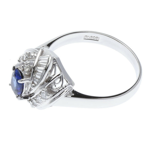 Pt900 プラチナ サファイア0.54ct ダイヤ0.335ct リング 指輪 レディース 13.5号 中古