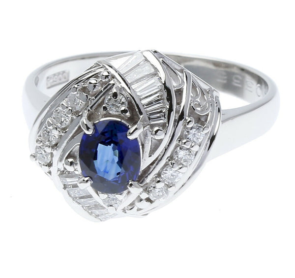 Pt900 プラチナ サファイア0.54ct ダイヤ0.335ct リング 指輪 レディース 13.5号 中古