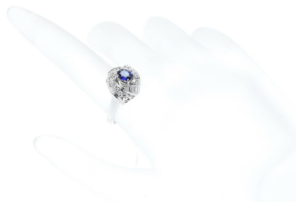 Pt900 プラチナ サファイア0.54ct ダイヤ0.335ct リング 指輪 レディース 13.5号 中古