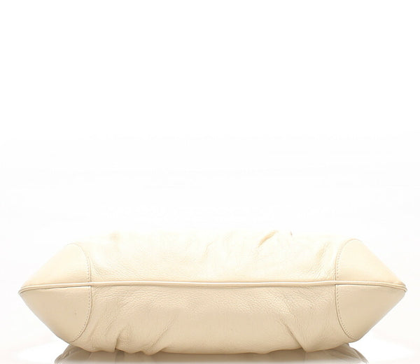 ガンチーニ AU-21 6317 クリーム ホワイト レザー ハンドバッグ レディース 中古