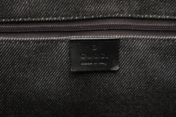 グッチ 91249 ブラック グレー デニム レザー トートバッグ レディース GUCCI 中古