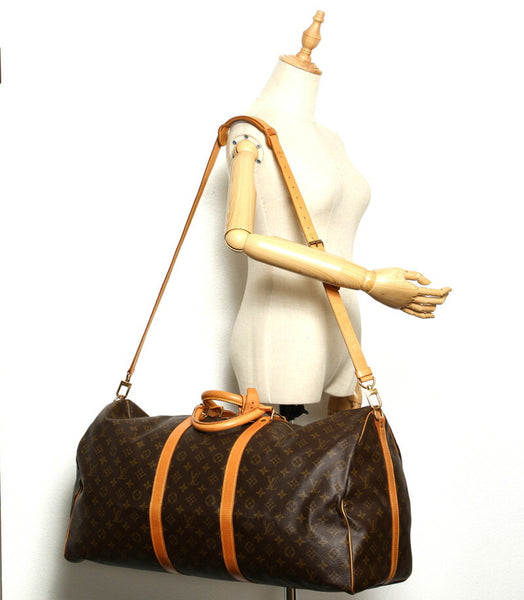 ルイ ヴィトン モノグラム キーポル バンドリエール 60 M41412 ブラウン 茶 PVC レザー ボストンバッグ レディース LOUIS VUITTON 中古