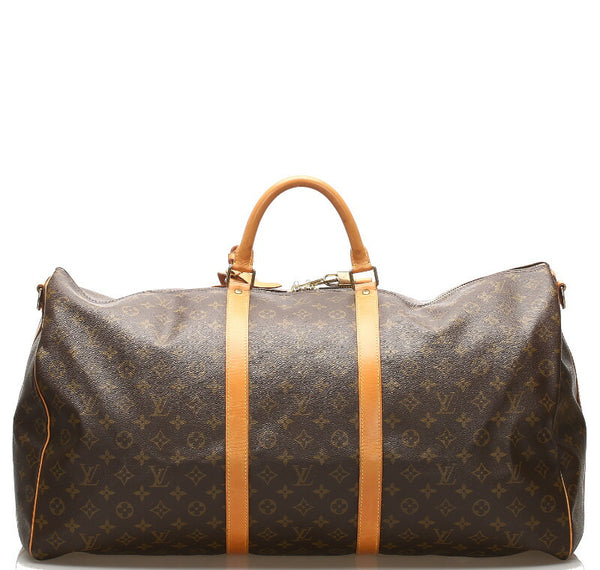 ルイ ヴィトン モノグラム キーポル バンドリエール 60 M41412 ブラウン 茶 PVC レザー ボストンバッグ レディース LOUIS VUITTON 中古