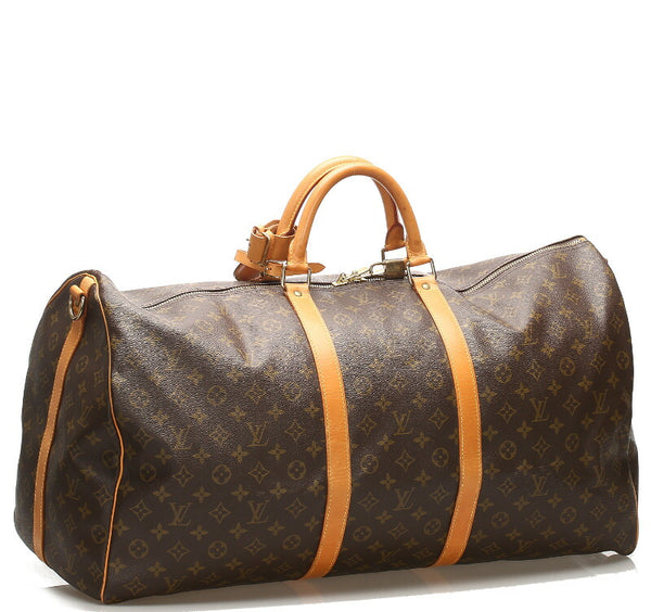 ルイ ヴィトン モノグラム キーポル バンドリエール 60 M41412 ブラウン 茶 PVC レザー ボストンバッグ レディース LOUIS VUITTON 中古