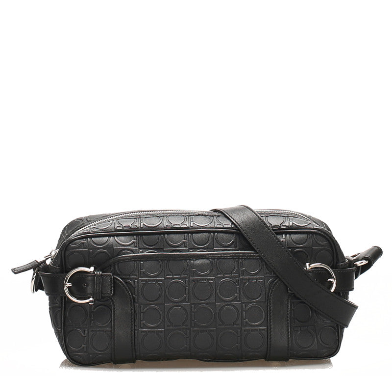 ガンチーニ EY-21 4912 ブラック  PVC レザー ショルダーバッグ レディース 中古