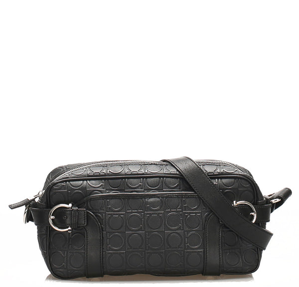 ガンチーニ EY-21 4912 ブラック  PVC レザー ショルダーバッグ レディース 中古