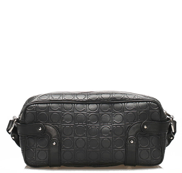 ガンチーニ EY-21 4912 ブラック  PVC レザー ショルダーバッグ レディース 中古