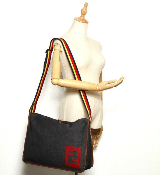 フェンディ 7VA148 ブルー デニム 斜め掛け ショルダーバッグ レディース FENDI 中古