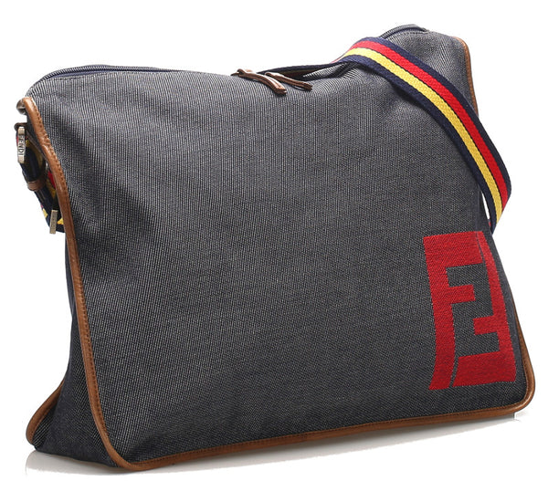 フェンディ 7VA148 ブルー デニム 斜め掛け ショルダーバッグ レディース FENDI 中古