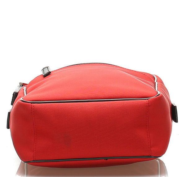 グッチ 018・1612 レッド  キャンバス レザー ショルダーバッグ レディース GUCCI 中古