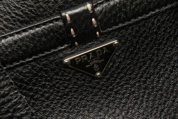 プラダ リボン ブラック 黒 レザー トートバッグ レディース PRADA 中古
