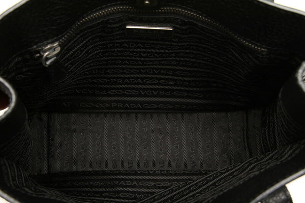 プラダ リボン ブラック 黒 レザー トートバッグ レディース PRADA 中古
