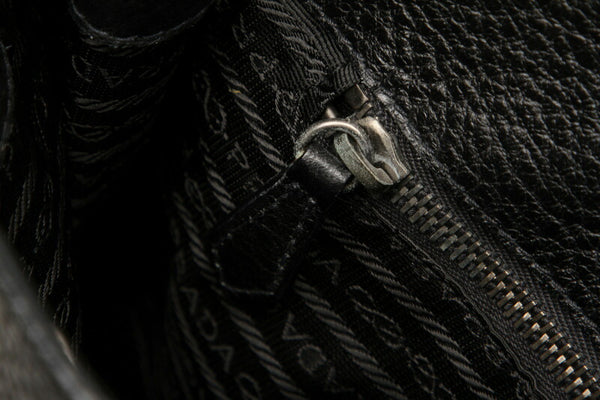 プラダ リボン ブラック 黒 レザー トートバッグ レディース PRADA 中古