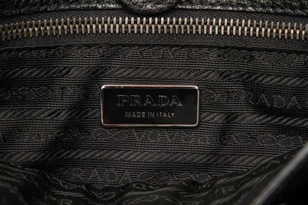 プラダ リボン ブラック 黒 レザー トートバッグ レディース PRADA 中古