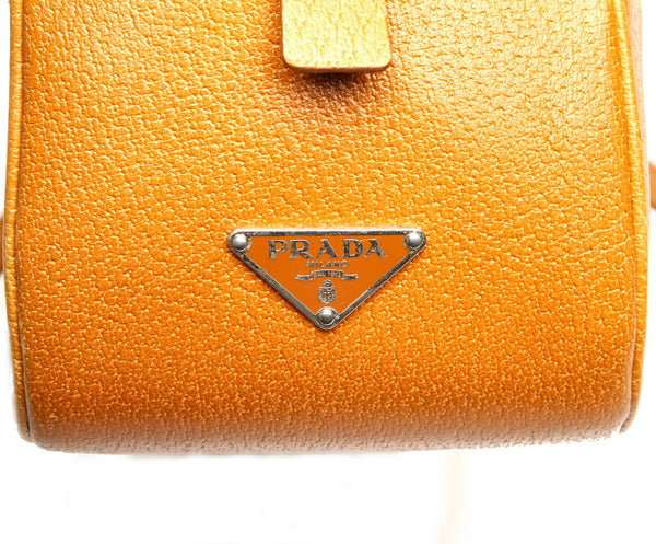 プラダ ジャガード ブラウン ベージュ キャンバス レザー ハンドバッグ レディース PRADA 中古
