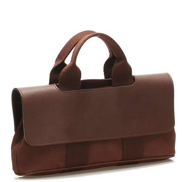 エルメス バルパライソ PM ブラウン キャンバス レザー ハンドバッグ レディース HERMES 中古