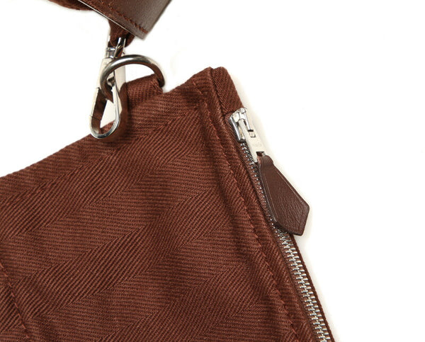 エルメス バルパライソ PM ブラウン キャンバス レザー ハンドバッグ レディース HERMES 中古