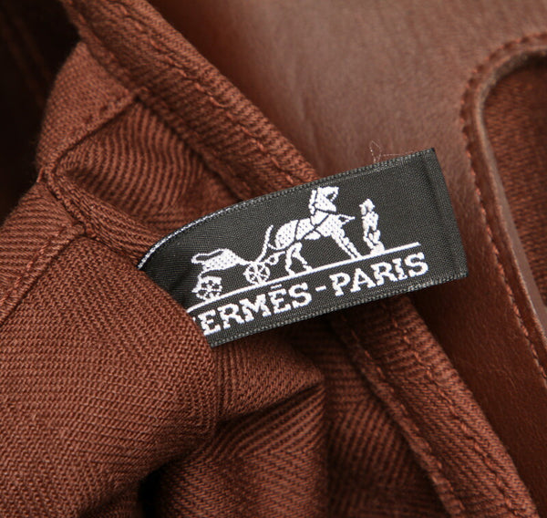 エルメス バルパライソ PM ブラウン キャンバス レザー ハンドバッグ レディース HERMES 中古