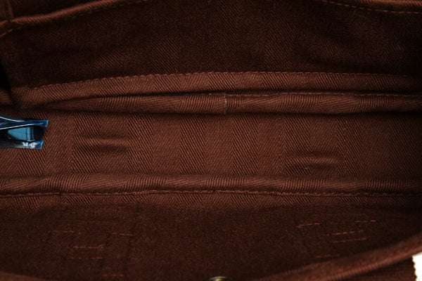 エルメス バルパライソ PM ブラウン キャンバス レザー ハンドバッグ レディース HERMES 中古