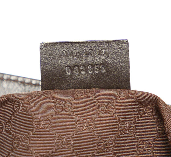 グッチ バンブー 001・4095 ベージュ ブラウン キャンバス レザー ショルダーバッグ レディース GUCCI 中古