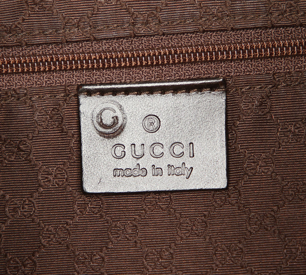 グッチ バンブー 001・4095 ベージュ ブラウン キャンバス レザー ショルダーバッグ レディース GUCCI 中古