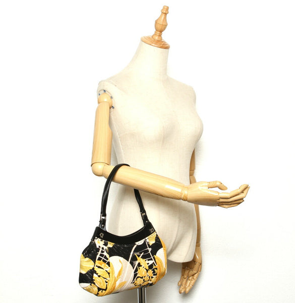 サルヴァトーレフェラガモ AX-21 4318 ブラック イエロー キャンバス レザー ショルダーバッグ レディース Salvatore Ferragamo 中古