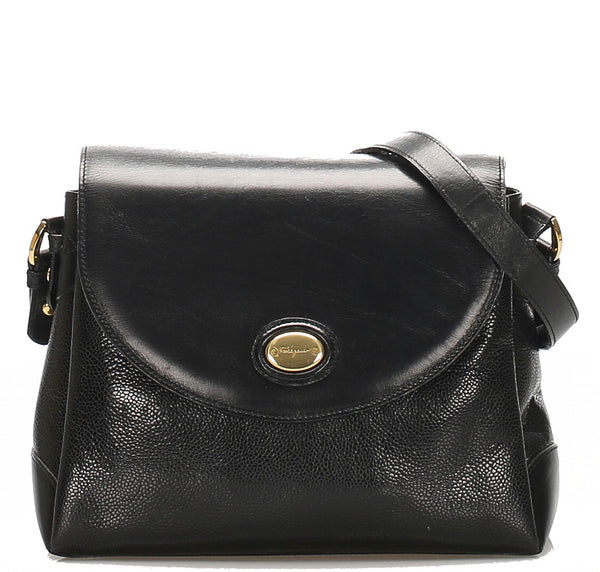 サルヴァトーレフェラガモ 021 0123 ブラック レザー ショルダーバッグ レディース Salvatore Ferragamo 中古