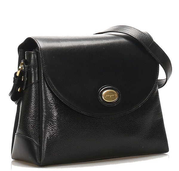 サルヴァトーレフェラガモ 021 0123 ブラック レザー ショルダーバッグ レディース Salvatore Ferragamo 中古