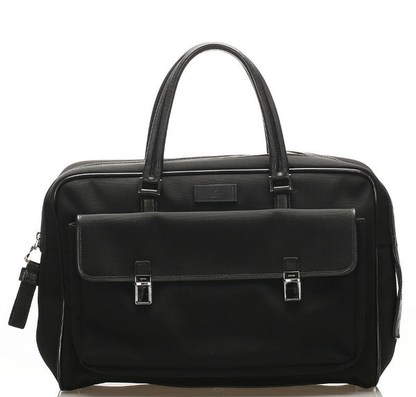 グッチ 108825 ブラック 黒 キャンバス レザー ビジネスバッグ メンズ GUCCI 中古