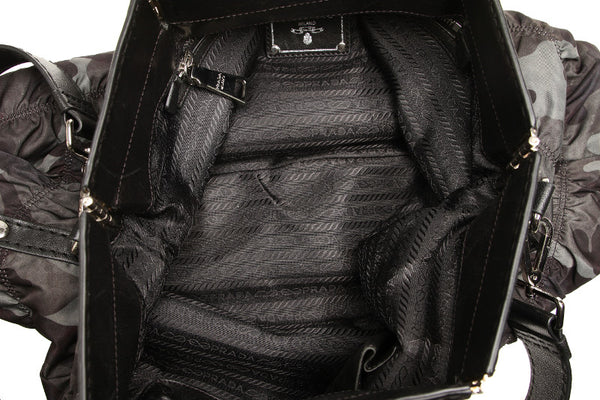 プラダ カモフラージュ BN1972 カーキ グリーン ナイロン レザー ハンドバッグ ショルダーバッグ 2WAY メンズ PRADA 中古