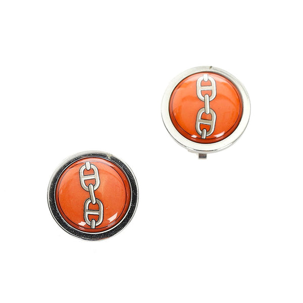 エルメス シルバー/オレンジ メタル シェーヌダンクル イヤリング レディース HERMES 【中古】