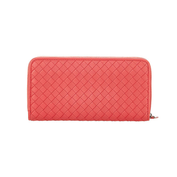 ボッテガヴェネタ イントレチャート レッド レザー 長財布 メンズ BOTTEGAVENETA 【中古】