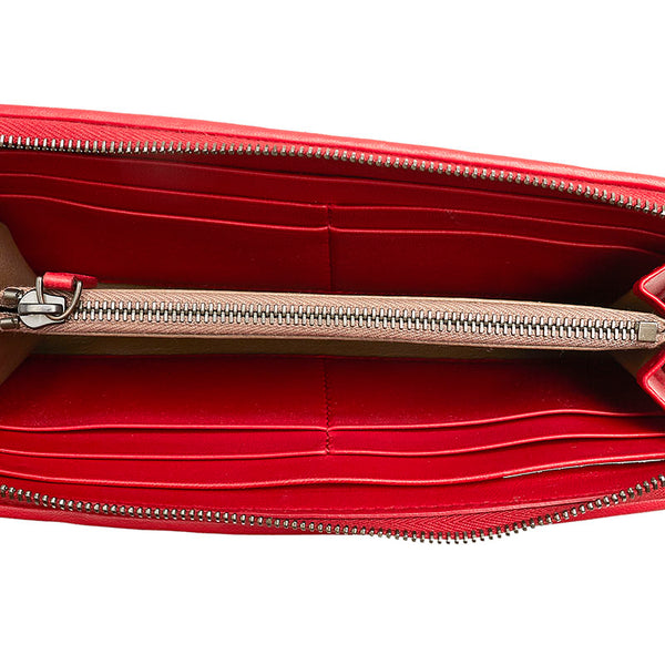 ボッテガヴェネタ イントレチャート レッド レザー 長財布 メンズ BOTTEGAVENETA 【中古】