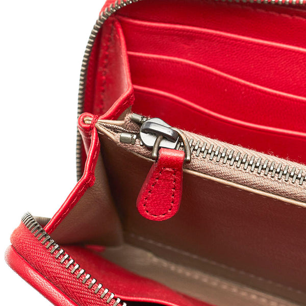ボッテガヴェネタ イントレチャート レッド レザー 長財布 メンズ BOTTEGAVENETA 【中古】