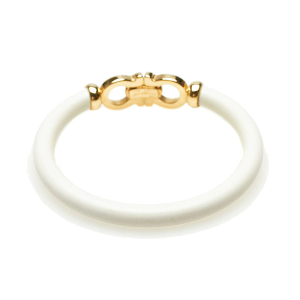 サルヴァトーレフェラガモ ゴールド/ホワイト メッキ プラスチック ガンチーニ  バングル レディース Salvatore Ferragamo 【中古】