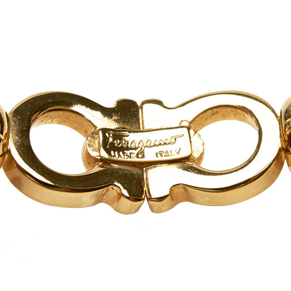 サルヴァトーレフェラガモ ゴールド/ホワイト メッキ プラスチック ガンチーニ  バングル レディース Salvatore Ferragamo 【中古】