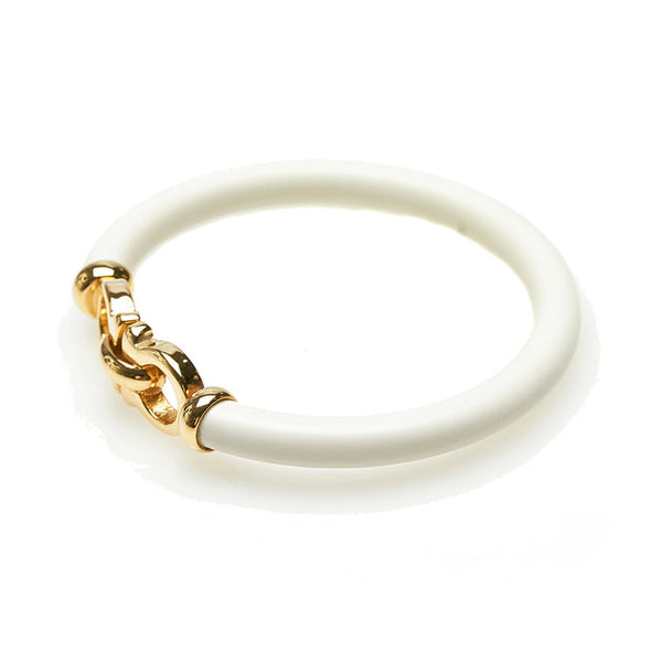 サルヴァトーレフェラガモ ゴールド/ホワイト メッキ プラスチック ガンチーニ  バングル レディース Salvatore Ferragamo 【中古】