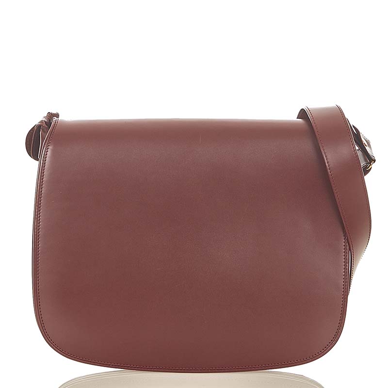 カルティエ マスト  ボルドー レザー ショルダーバッグ レディース CARTIER 【中古】