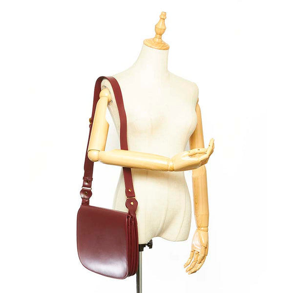 カルティエ マスト  ボルドー レザー ショルダーバッグ レディース CARTIER 【中古】