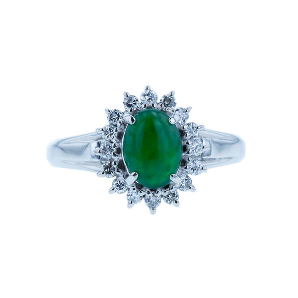 Pt900 プラチナ 翡翠 ダイヤ0.25ct リング 指輪 レディース 12号 【中古】