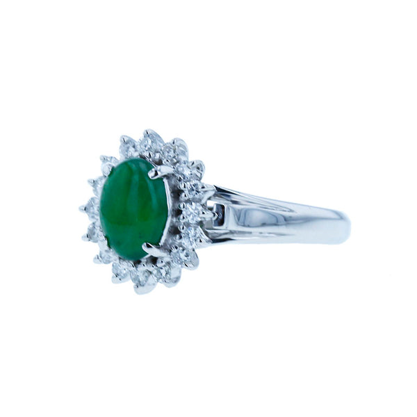 Pt900 プラチナ 翡翠 ダイヤ0.25ct リング 指輪 レディース 12号 【中古】