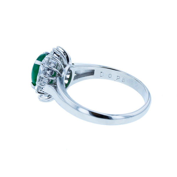 Pt900 プラチナ 翡翠 ダイヤ0.25ct リング 指輪 レディース 12号 【中古】