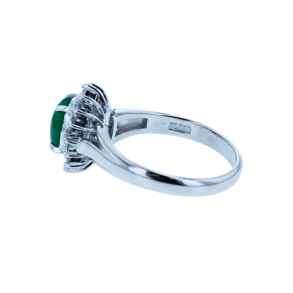 Pt900 プラチナ 翡翠 ダイヤ0.25ct リング 指輪 レディース 12号 【中古】
