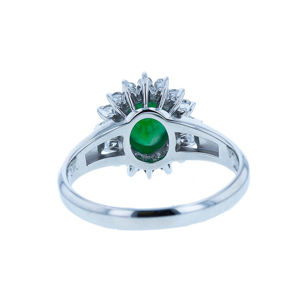 Pt900 プラチナ 翡翠 ダイヤ0.25ct リング 指輪 レディース 12号 【中古】