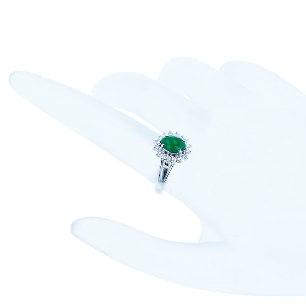Pt900 プラチナ 翡翠 ダイヤ0.25ct リング 指輪 レディース 12号 【中古】