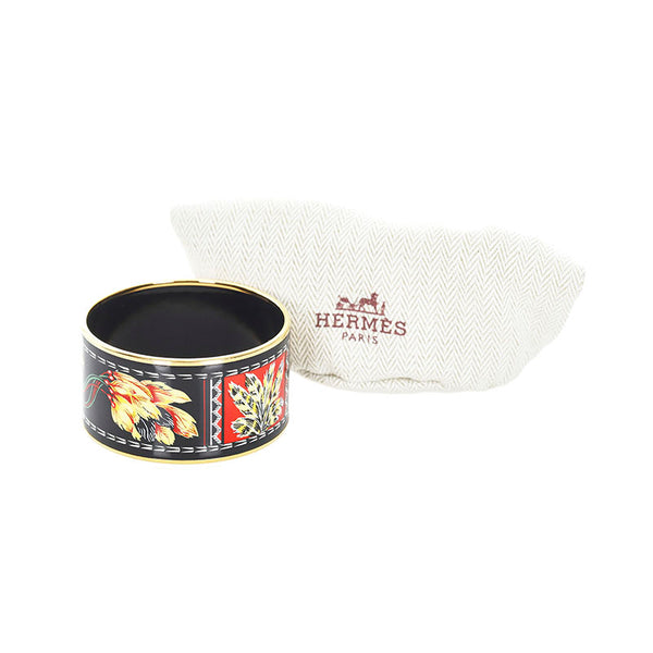 エルメス エマイユTGM バングル ブラック ゴールド イエロー メッキ レディース HERMES 【中古】
