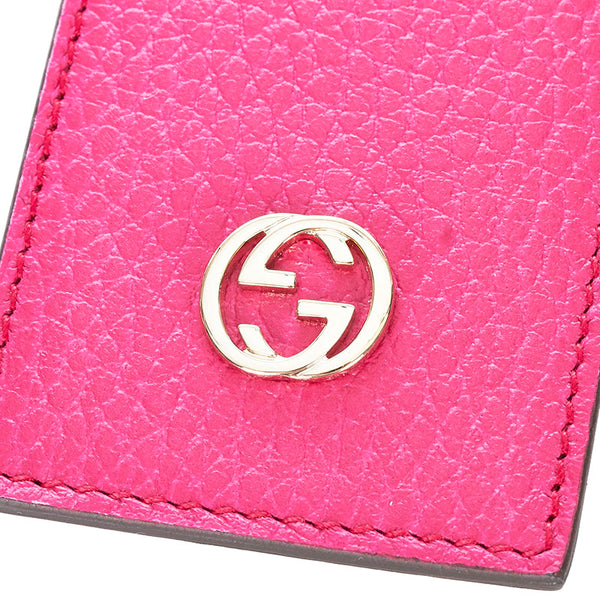 グッチ ピンク レザー インターロッキングG チャーム ネームタグ レディース GUCCI 【中古】