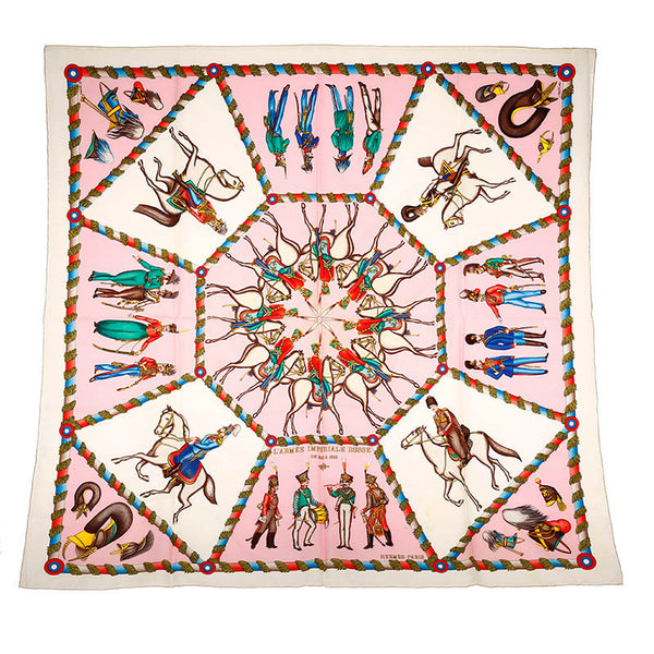 エルメス カレ90 L’ARMEE IMPERIALE RUSSE ロシア軍事博物館 ピンク マルチ シルク スカーフ レディース HERMES 【中古】